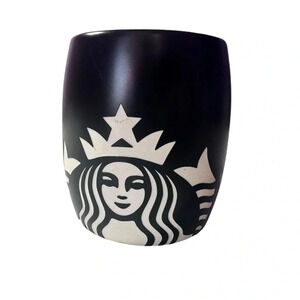 Starbucks Coffee Cup Matte Black‎ & Ivory White Etched Mermaid Logo 2011 Series